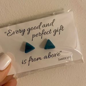 Blue triangle earrings